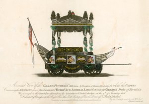 De grote begrafeniswagen van vice-admiraal Lord Viscount Nelson door English School