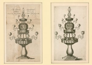 De Grote Piramidale en Multiforme Zonnewijzer opgesteld in de Privy Garden in Whitehall, 24 juli 1669