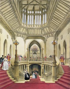 De Grote Trap, Windsor Castle, uit Een Geschiedenis van de Koninklijke Residenties door William Henry Pyne, 1838 door English School