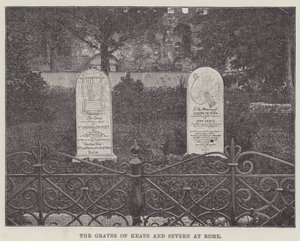 De graven van Keats en Severn in Rome (gravure) door English School