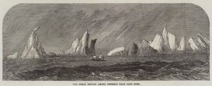 De Great Britain tussen IJsbergen nabij Kaap Hoorn