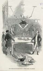 De Grote Nederlandse Evenwichtskunstenaars Fles Stunt bij Astleys, illustratie uit de Illustrated London News, 1846