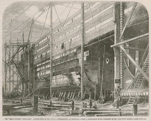 De Great Eastern stoomschip; Bouw van het centrale compartiment in Millwall door English School