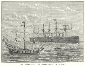 De "Great Harry" en de "Great Eastern" in contrast (gravure) door English School