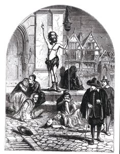 De Grote Pest van 1665, de Enthousiast die Londen veroordeelt (gravure)