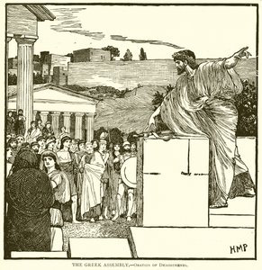 De Griekse Vergadering.--Redevoering van Demosthenes