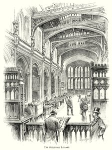 De Guildhall Bibliotheek (gravure) door English School