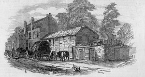 The Half-Way House tussen Knightsbridge en Kensington, gegraveerd door Frederick James Smyth, 1848 door English School