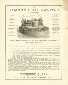 De Hammond Typemachine van Wetherby & Co, High Holborn, Londen