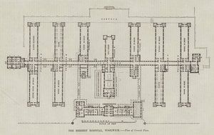 Het Herbert Ziekenhuis, Woolwich, Plattegrond van de Begane Grond (gravure) door English School