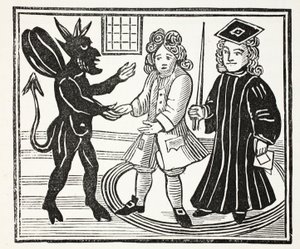 De Geschiedenis van Dr. John Faustus, illustratie uit Chap-books of the Eighteenth Century door John Ashton, gepubliceerd 1882