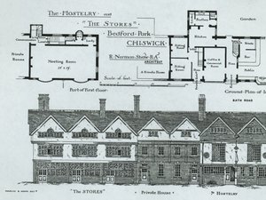 The Hostelry en The Stores, Bedford Park, Chiswick, uit The Building News, 1877 door English School