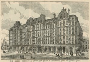 Het Hotel Metropole, voorgesteld nieuw gebouw in Northumberland Avenue en Whitehall Place door English School