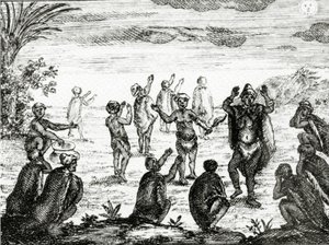 De Hottentotten Aanbidden de Maan, illustratie uit 