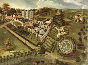 Het Huis en de Tuin van Llanerch Hall, Denbighshire, ca. 1662-72 door English School