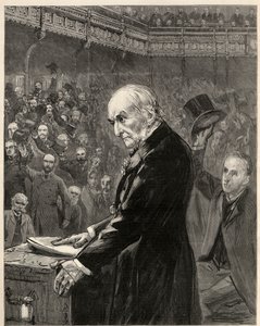 Het Lagerhuis, 13 februari 1893: William Ewart Gladstone, liberaal premier, introduceert de Tweede Home Rule Bill.
