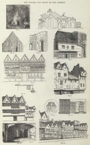 De Huizen en Winkels van Oud Londen (gravure)
