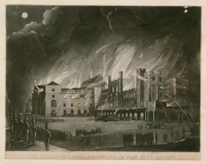 De Huizen van Lords en Commons in brand, 16 oktober 1834 door English School