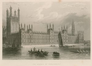 De Parlementsgebouwen, Palace of Westminster, Londen door English School