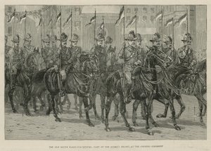 Het Imperial Institute: De New South Wales Vrijwilligers, deel van de escorte van de koningin bij de openingsceremonie door English School