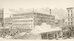 Het Incident in Second Avenue tijdens de New York Draft Riots in juli 1863 door English School