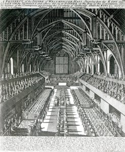 Het interieur van Westminster Hall door English School