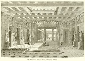 Het interieur van het huis van Pansa in Pompeii, hersteld