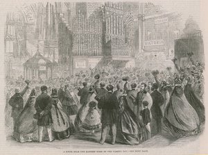 De Internationale Tentoonstelling; Een scène nabij de oostelijke koepel op de sluitingsdag door English School
