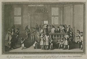 De Joodse manier om de wet voor het volk te houden in Dukes Place, Londen door English School