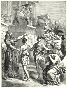 De Joden in Babylon (gravure) door English School