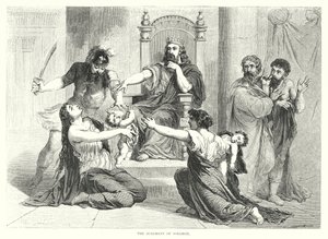 Het oordeel van Salomo (gravure) door English School