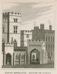 De Koningsingang naar het Hogerhuis, Westminster, Londen door English School