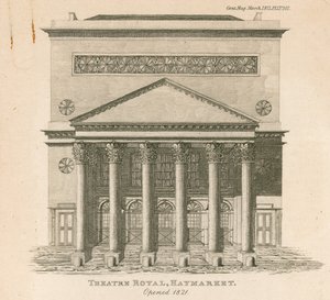 Het Kings Theater, Haymarket, Londen, geopend in 1821 door English School