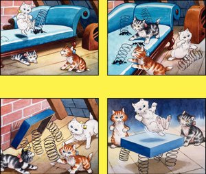 De trampoline van het kitten door English School