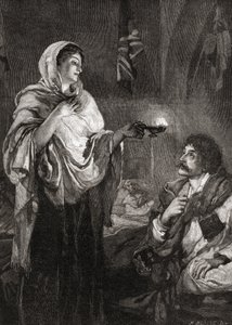 De dame met de lamp: Florence Nightingale in het ziekenhuis in de Scutari-kazerne, Turkije, tijdens de Krimoorlog door English School