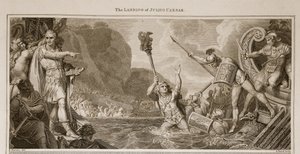De landing van Julius Caesar, illustratie uit David Humes The History of England, uitgegeven door R. Bowyer, Londen, 1812 door English School