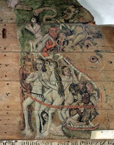 De laatste bazuin, uit de Wenhaston Doom, ca. 1500-20 door English School
