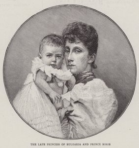 De Wijlen Prinses van Bulgarije en Prins Boris (gravure) door English School