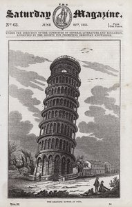 De scheve toren van Pisa (gravure) door English School