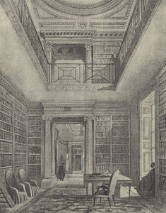 De bibliotheek, 1844 (gravure) door English School