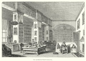 De bibliotheek in Edgeworthstown (gravure) door English School
