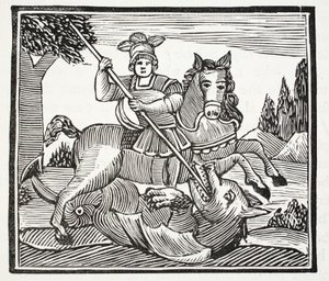 Het Leven en de Dood van St. George, de Edele Kampioen van Engeland, illustratie uit Chap-books van de Achttiende Eeuw door John Ashton, uitgegeven 1882 door English School