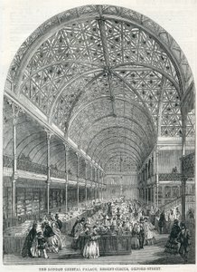 Het Londense Crystal Palace, Regent Circus, Oxford Street, 1858 door English School
