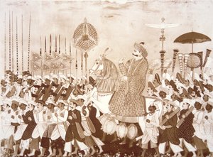 De Mahratta Chief Tulsaji van Tanjore (kleur litho) door English School
