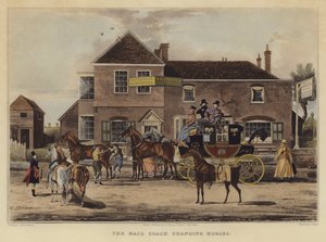 De postkoets wisselt van paarden door English School