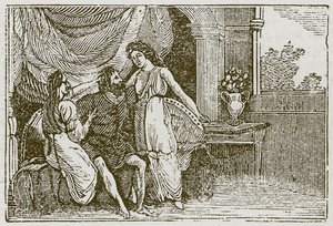 De man en zijn twee vrouwen (gravure) door English School