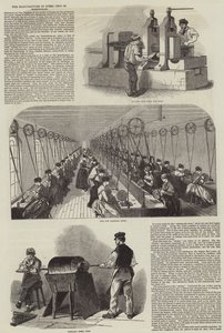 De vervaardiging van stalen pennen in Birmingham door English School