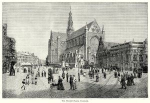 De Markt, Haarlem (gravure) door English School