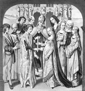 Het Huwelijk van Hendrik VI en Margaretha van Anjou, gegraveerd door Freeman