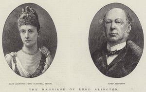 Het huwelijk van Lord Alington (gravure) door English School